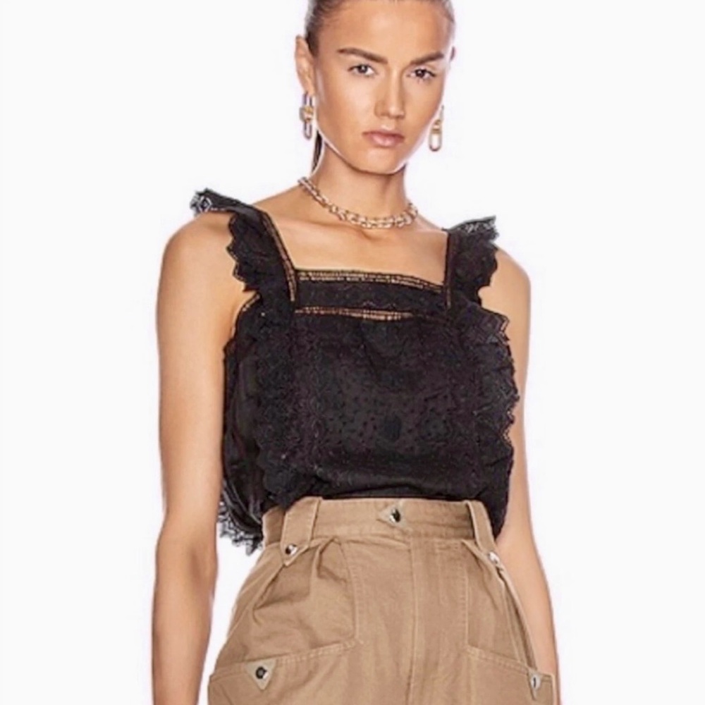 FRAME eyelet/lace detail top